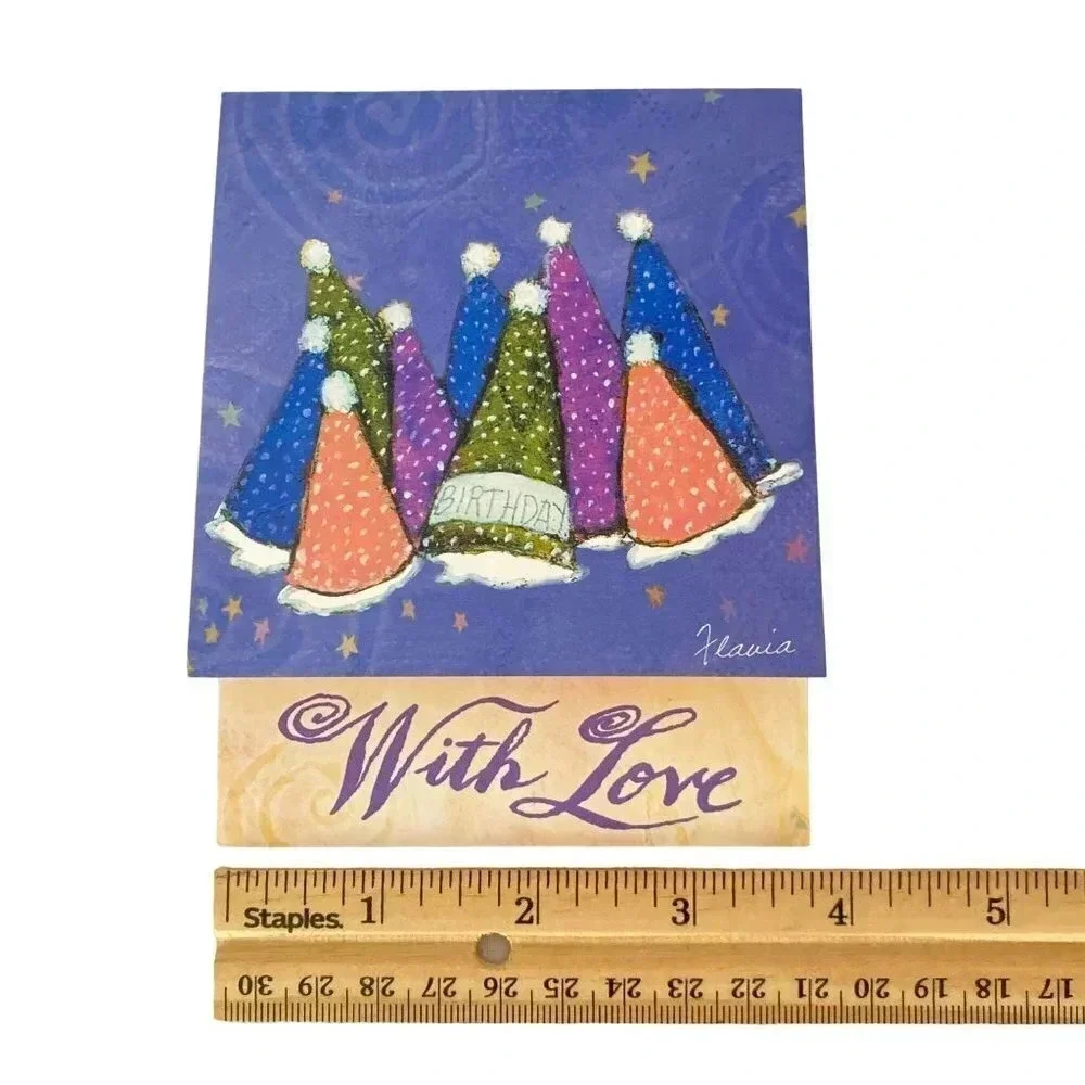 CELEBRATE 6/PK Leanin' Tree‎ Greeting Cards Party Hats Flavia Weedn NOS Vintage